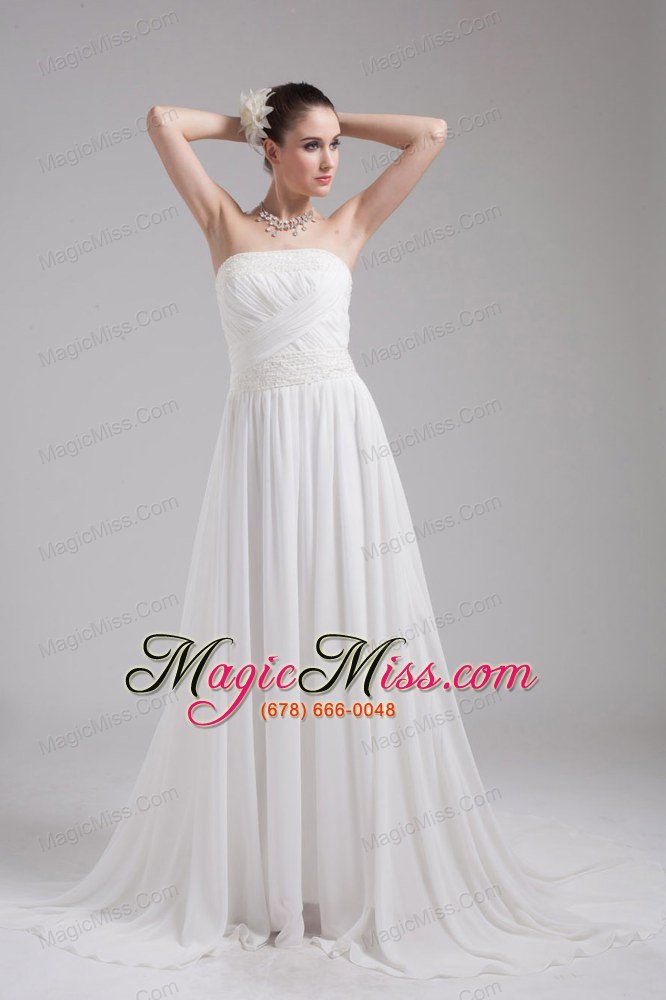 wholesale a-line strapless ruching chiffon wedding dress