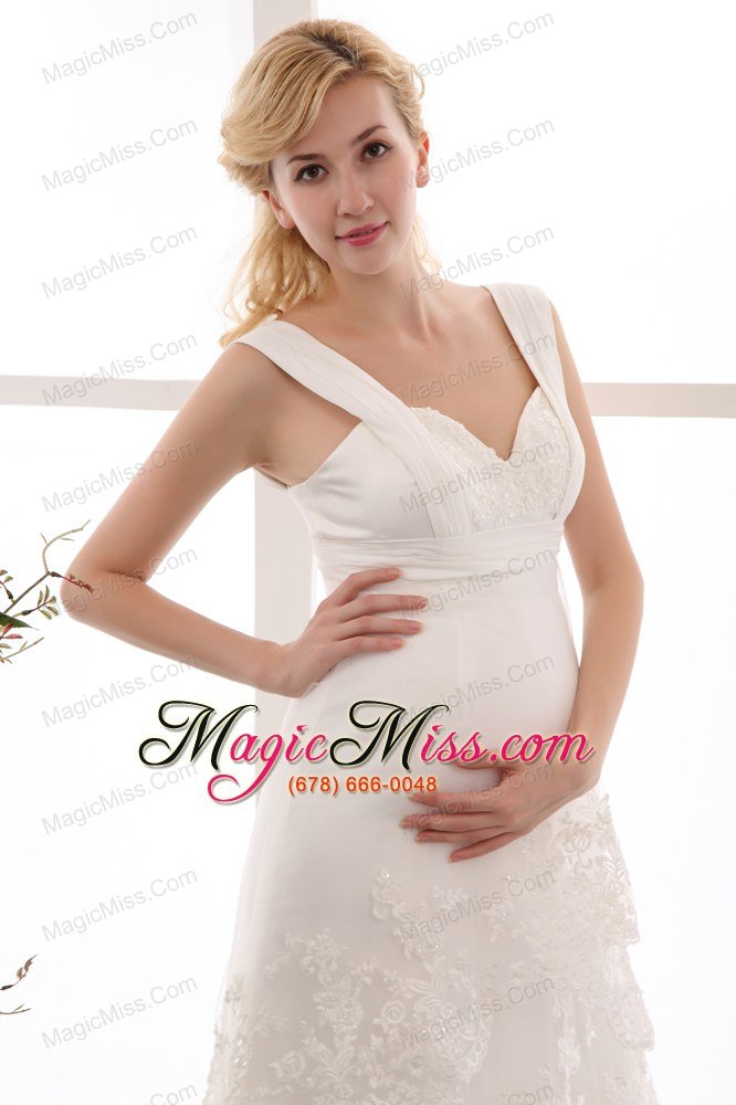 wholesale modest column straps ankle-length chiffon lace maternity dress