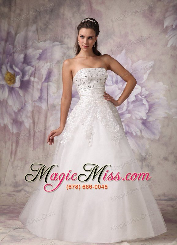 wholesale beautiful a-line strapless floor-length tulle beading wedding dress