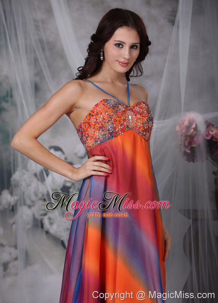 wholesale colorful empire straps floor-length chiffon beading prom / evening dress