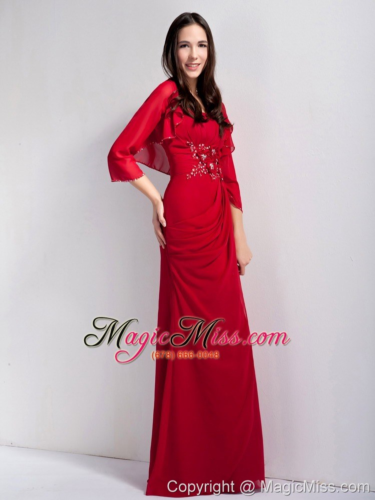 wholesale wine red empire strapless floor-legnth chiffon appliques with beading bridesmaid dress