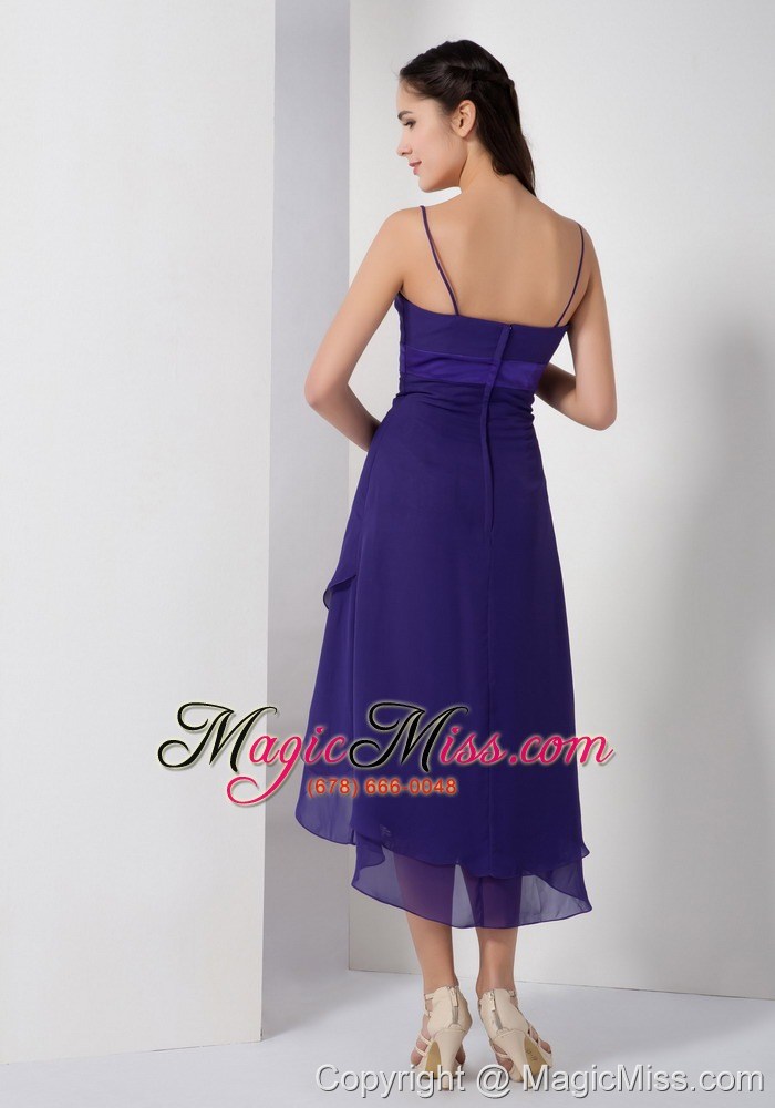 wholesale purple empire spaghetti straps high-low chiffon prom dress