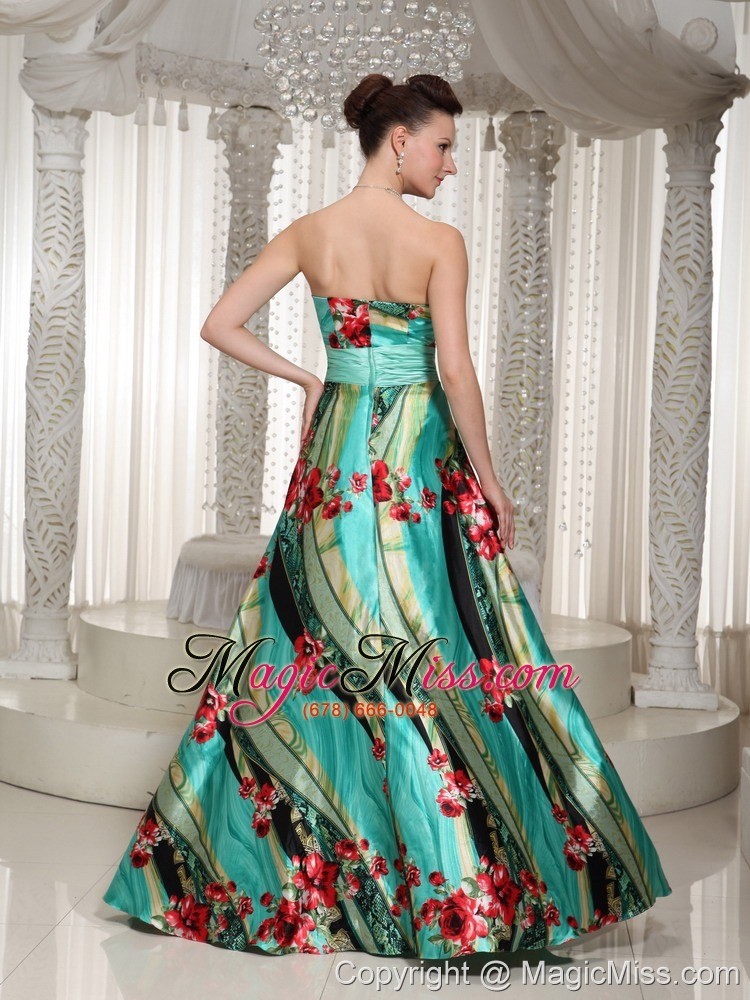 wholesale colorful pringting sweetheart a-line prom dress with floor-length