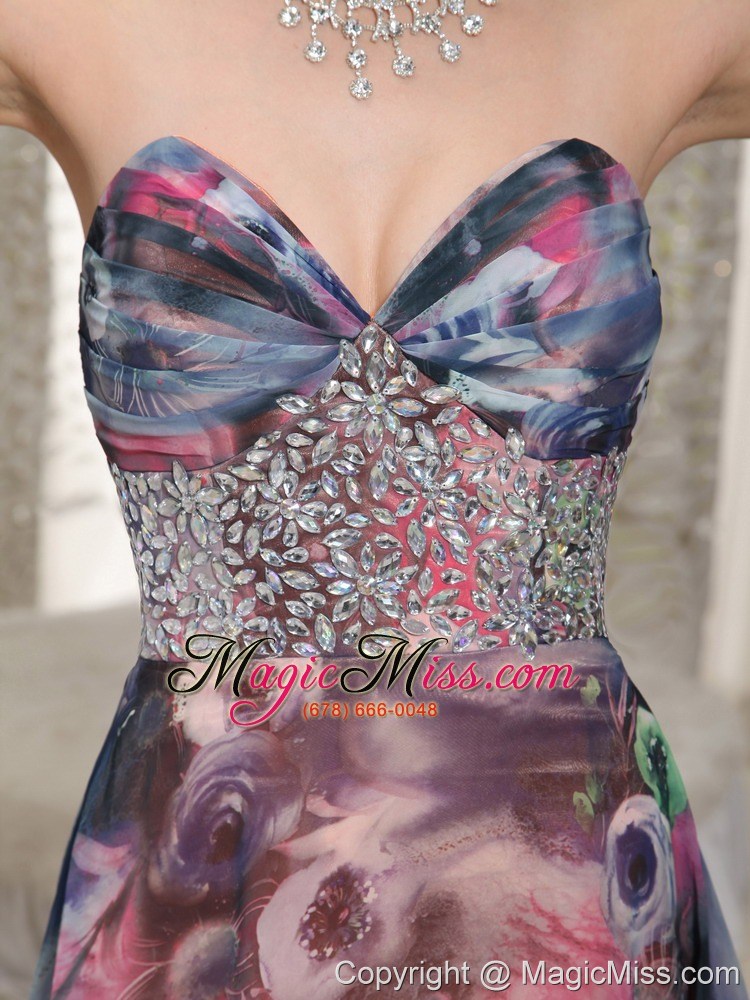 wholesale beaded embellishment floor-length printing 2013 prom dress for wear