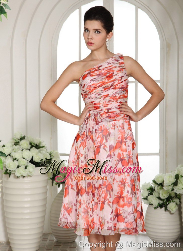 wholesale printing one shoulder tea-length homecoming dress for custom made in bloomington
