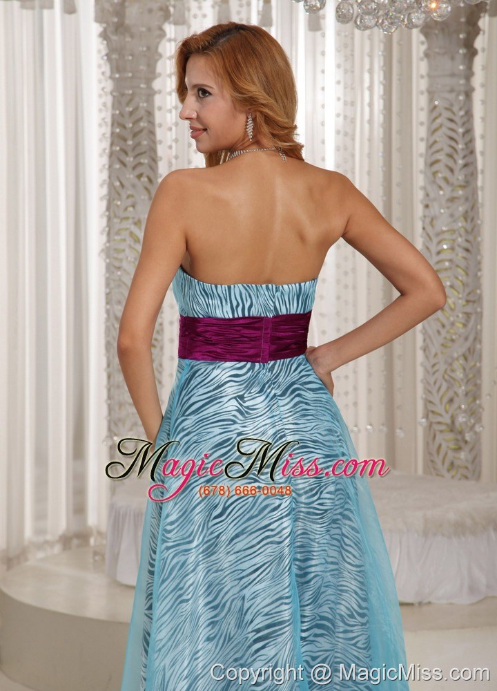 wholesale custom made zebra a-line sweethart long celebrity dress with aque blue