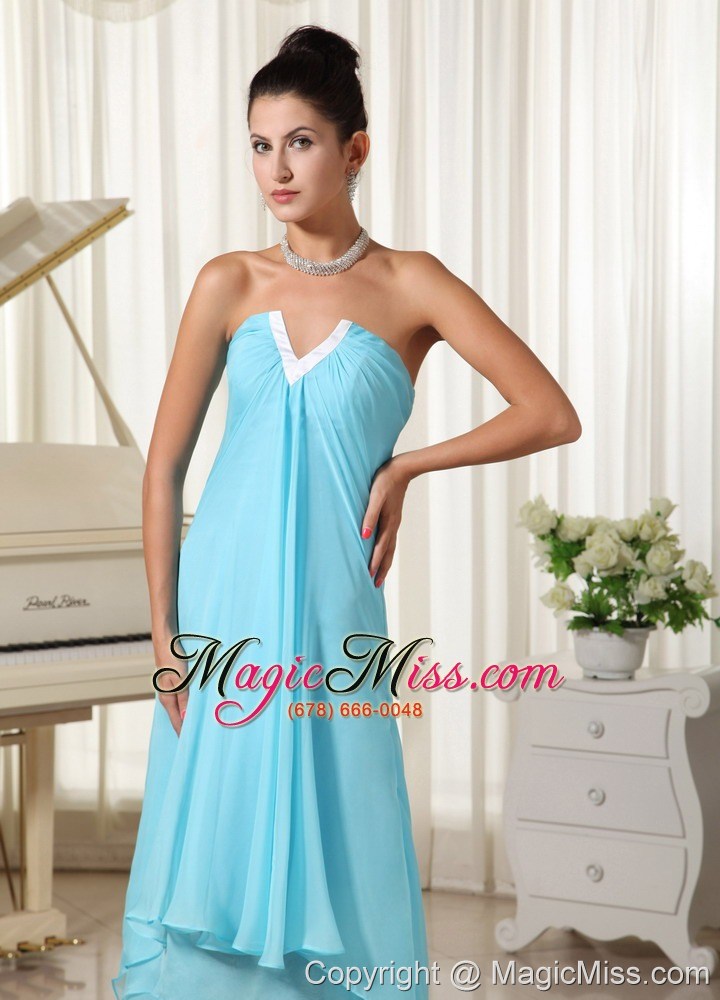 wholesale lovely natural waist chiffon and baby blue high-low for 2013 prom dress