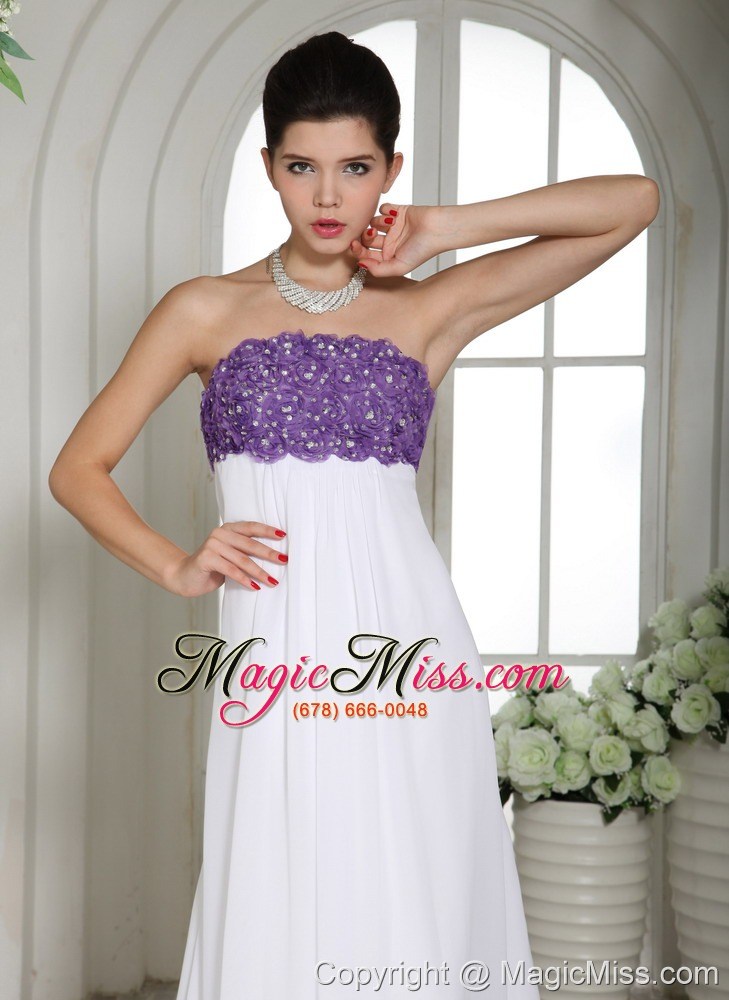 wholesale white simple beaded decorate bust prom dress with strapless