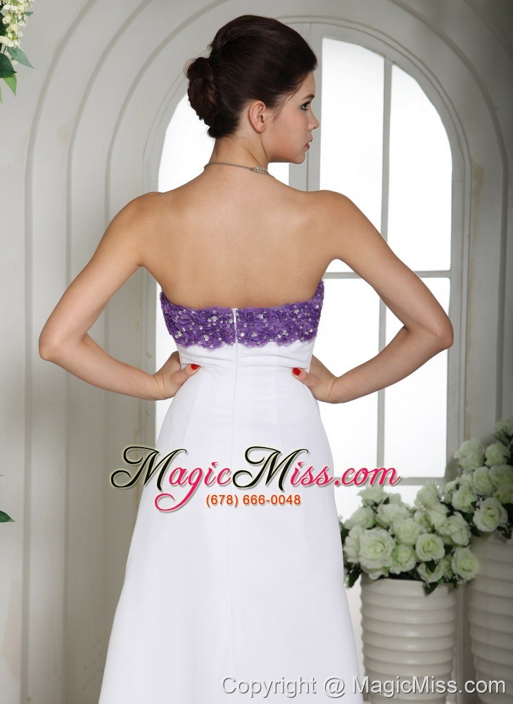 wholesale white simple beaded decorate bust prom dress with strapless