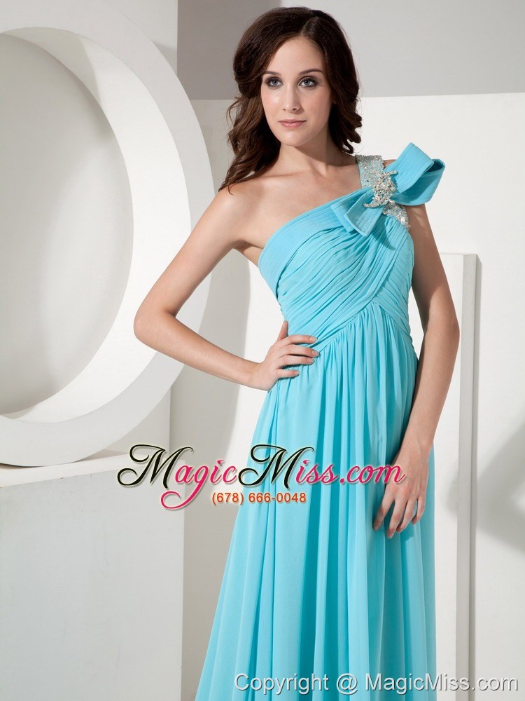 wholesale elegant aqua empire one shoulder prom / evening dress chiffon beading