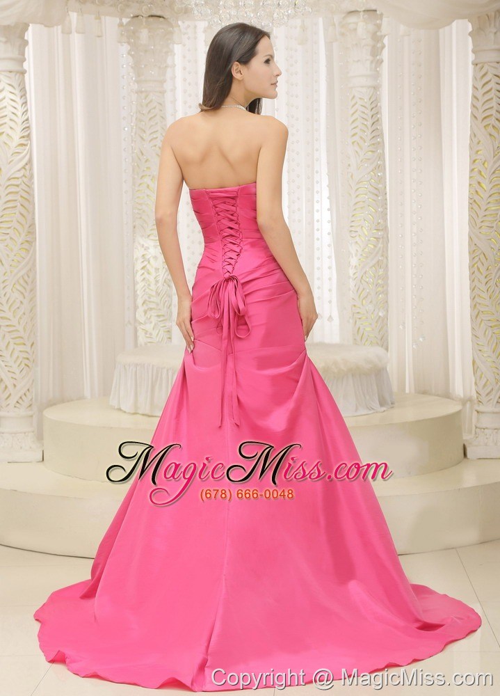 wholesale rose pink a-line and bowknot for mother of the bride dress ruched bodice custom made satin
