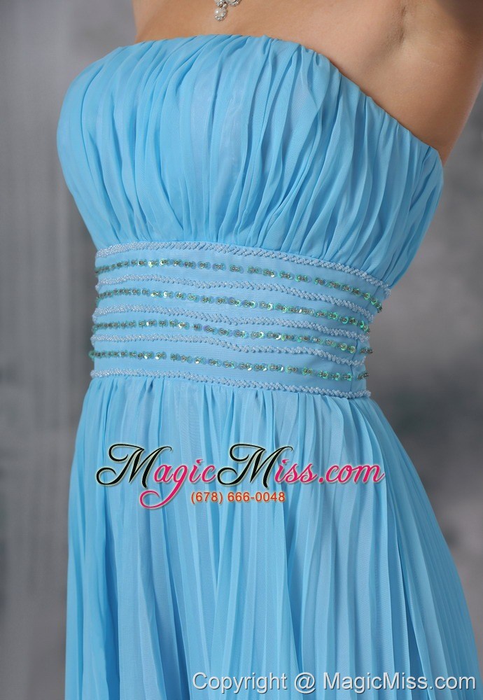 wholesale sioux center iowa pleat decorate bodice beaded decorate wasit aqua blue organza floor-length lovely style for 2013 prom / evening dress