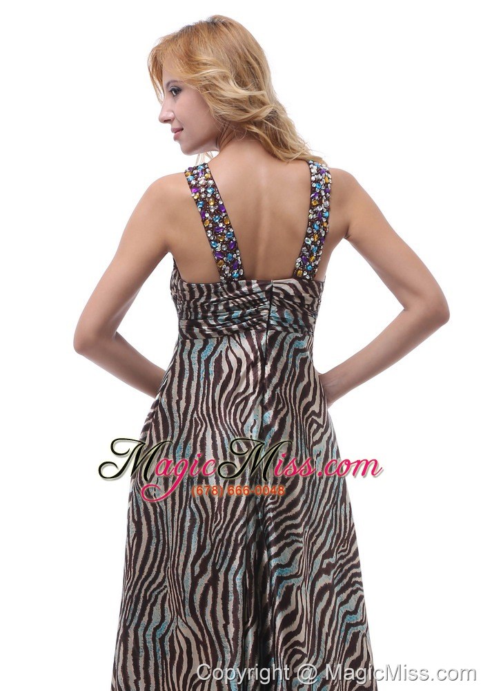 wholesale beautiful zebra beaded decorate straps v-neck prom / evening dress for custom made in gulfport