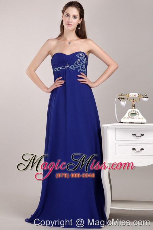 wholesale royal blue empire strapless floor-length chiffon beading prom / evening dress