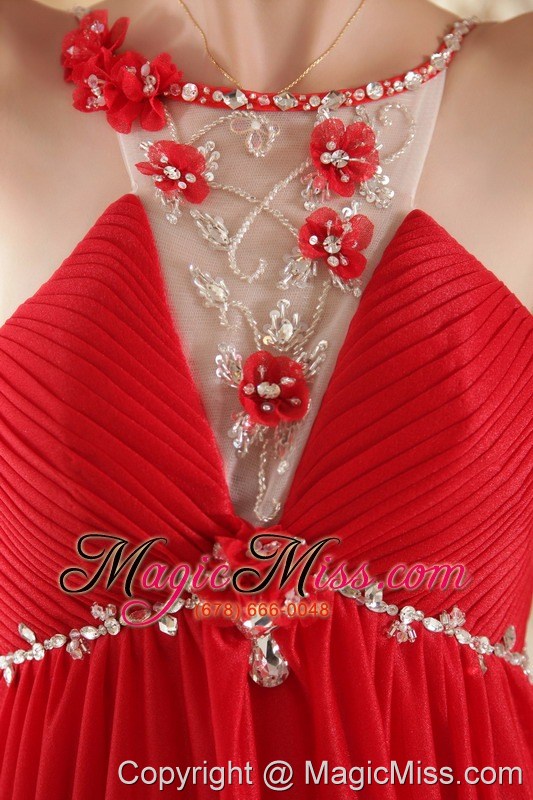 wholesale red empire scoop court train chiffon beading prom dress