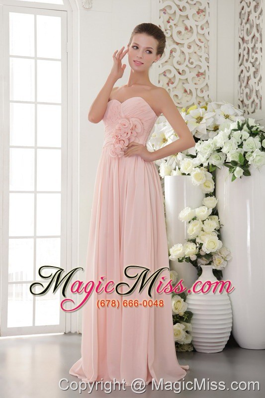 wholesale pink empire sweetheart floor-length chiffon 3d flower prom / evening dress