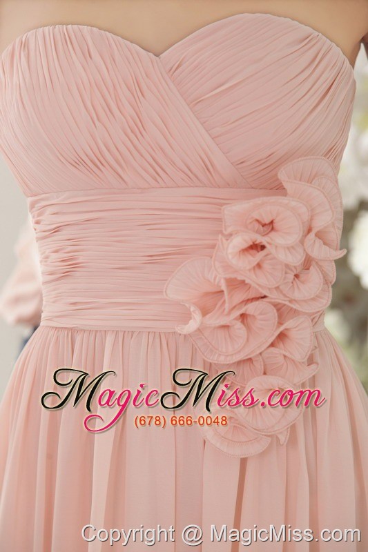wholesale pink empire sweetheart floor-length chiffon 3d flower prom / evening dress