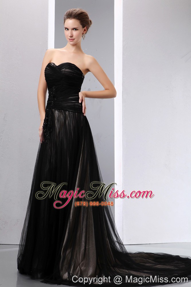wholesale sexy black empire sweetheart mother of the bride dress court train tulle