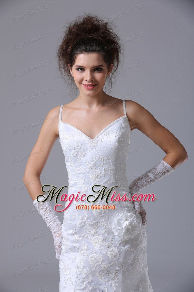 wholesale lace spaghetti strap column garden / outdoor fitted wedding dress for 2013