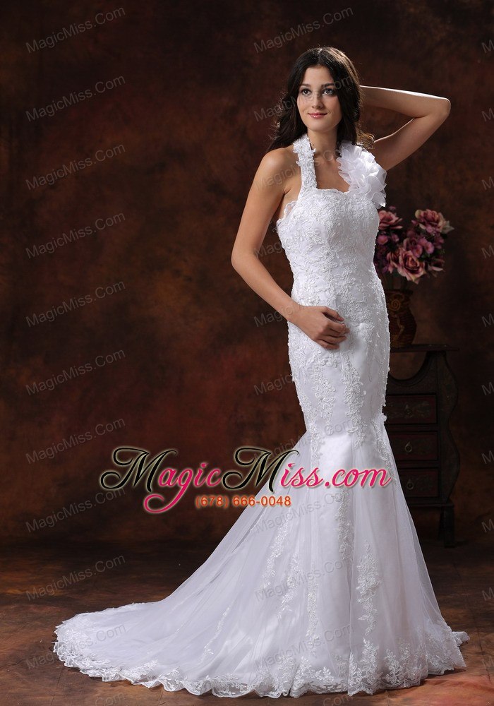 wholesale goodyear arizona customize wedding dress clearance with halter neckline lace over decorate shirt