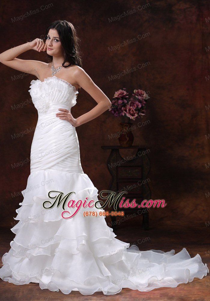 wholesale white mermaid strapless organza wedding dress in 2013 sedona arizona with ruffled layers