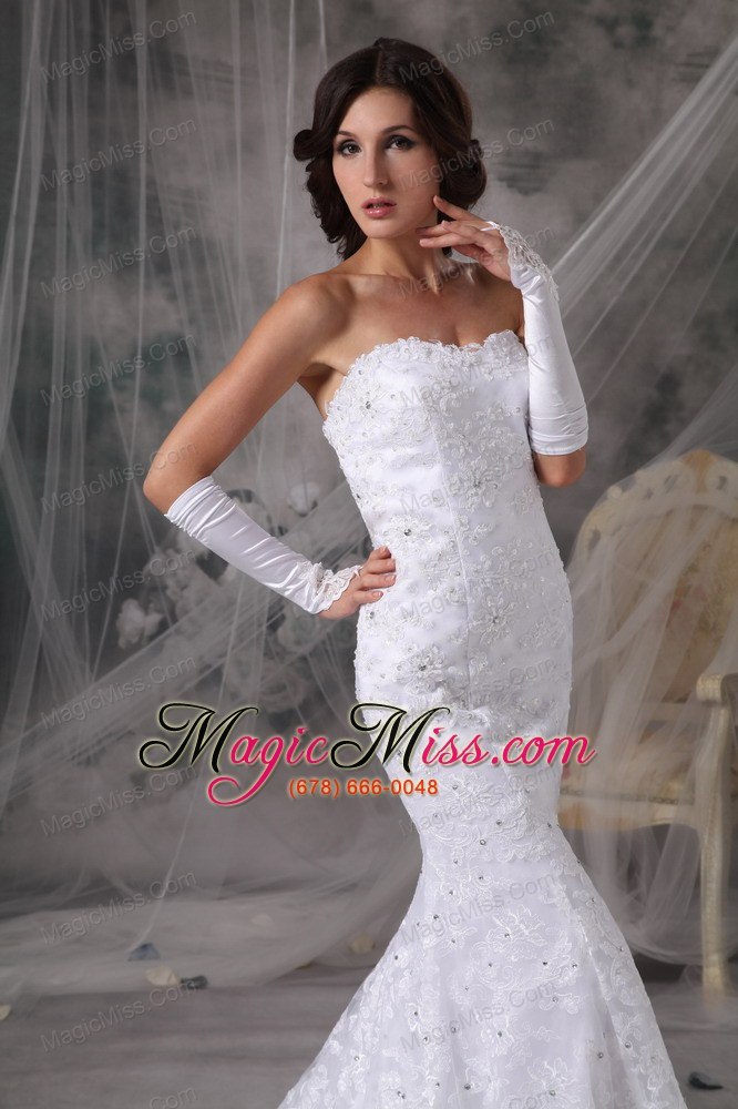 wholesale perfect trumpet / mermaid sweetheart court train lace beading wedding dress