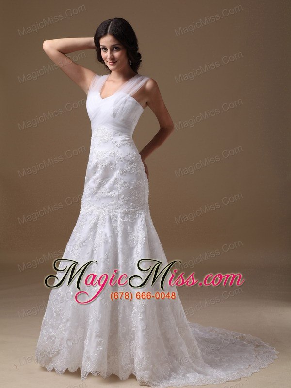 wholesale beautiful mermaid sweetheart court train lace wedding dress