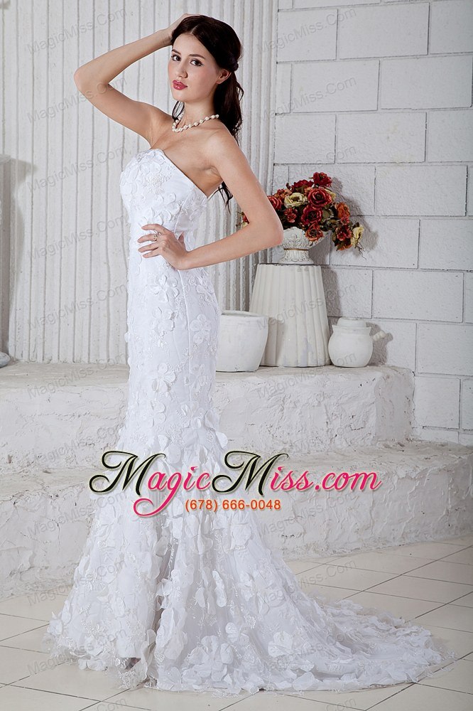 wholesale perfect mermaid strapless brush train special fabric wedding dress