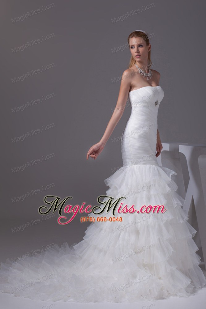 wholesale beading ruffled layers mermaid strapless wedding dress