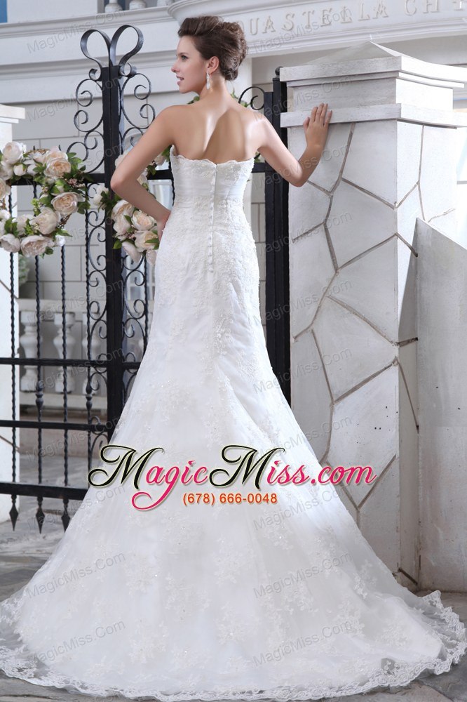 wholesale simpel mermaid strapless court train lace belt wedding dress