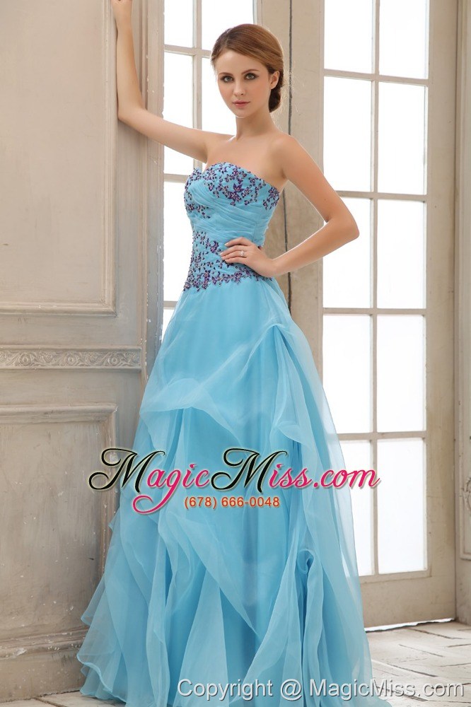 wholesale sweetheart appliques for aqua blue prom dress with custom made