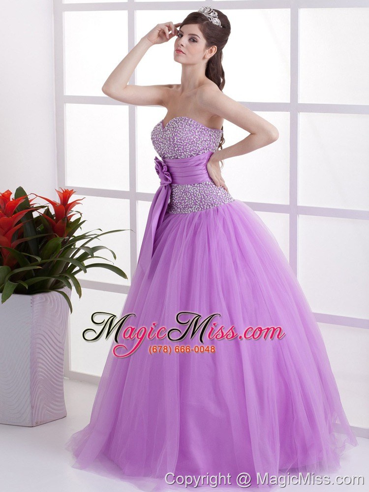 wholesale sweet lavender sweetheart quinceanera dress hand made flower and beaded deaorate bust in 2013