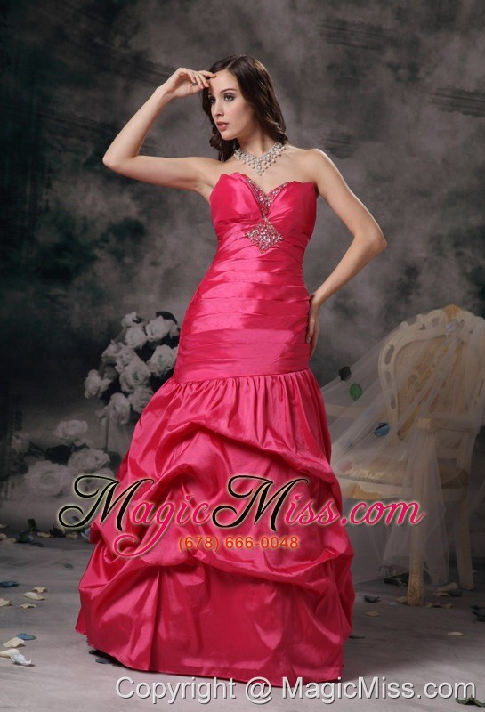 wholesale remarkable coral red column sweetheart prom dress taffeta beading floor-length