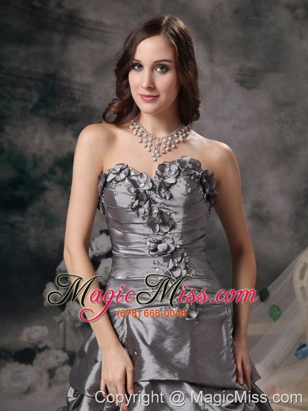 wholesale gorgeous grey column sweetheart evening dress taffeta beading floor-length
