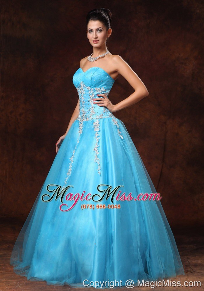 wholesale baby blue sweetheart a-line appliques graduation custom made prom gowns