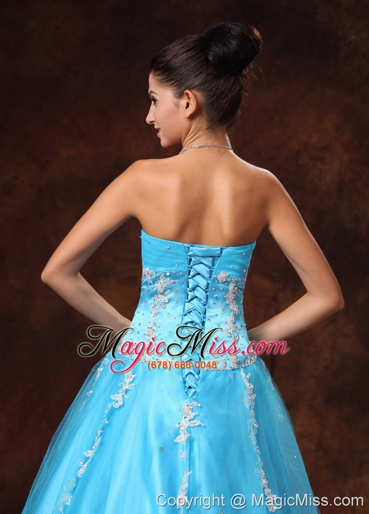 wholesale baby blue sweetheart a-line appliques graduation custom made prom gowns