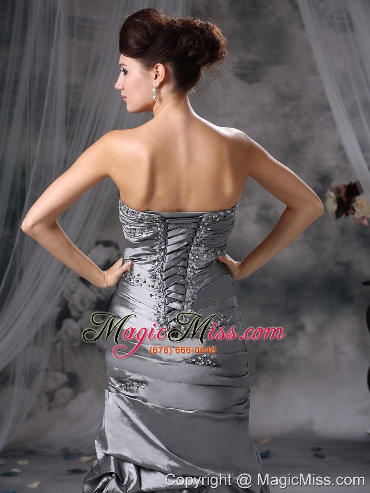 wholesale gray column sweetheart floor-length taffeta beading prom dress