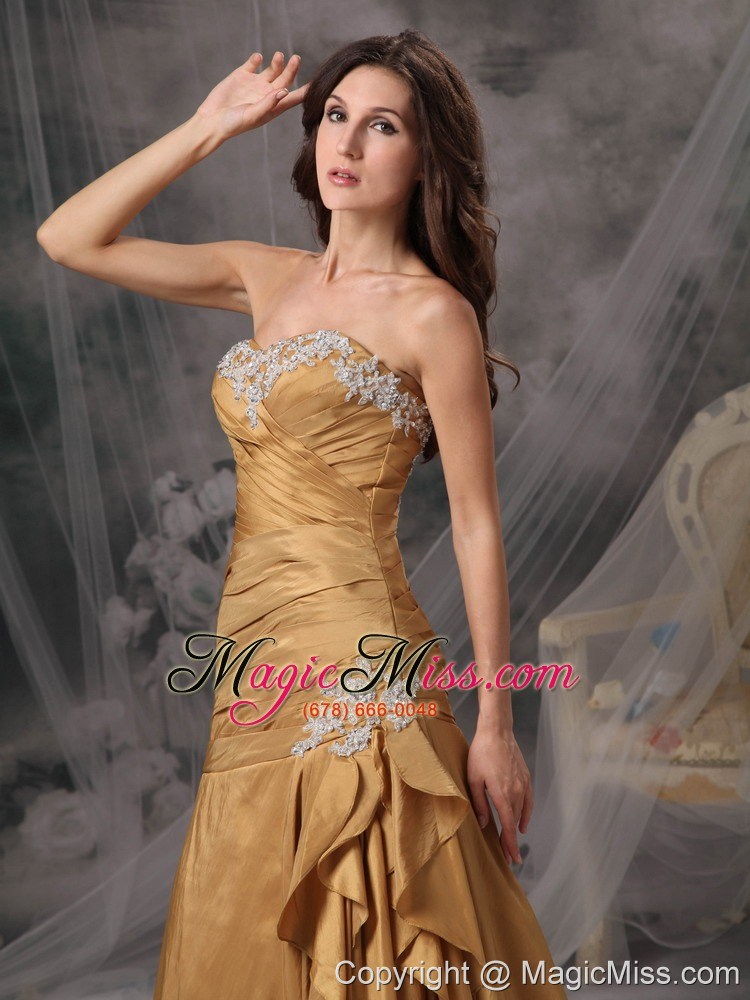wholesale beautiful gold mermaid / trumpet sweetheart prom dress taffeta beading floor-length