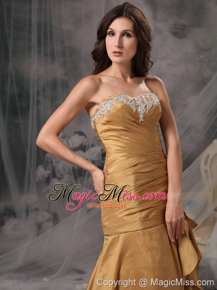 wholesale beautiful gold mermaid / trumpet sweetheart prom dress taffeta beading floor-length