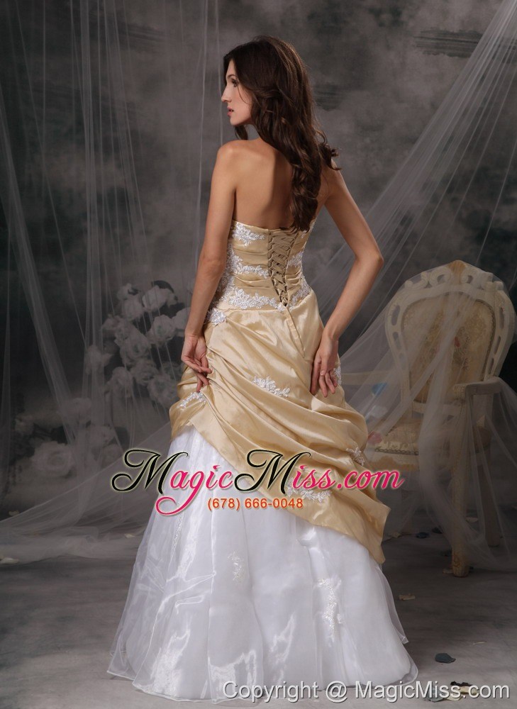 wholesale sweet champagne and white sweetheart prom dress appliques floor-length