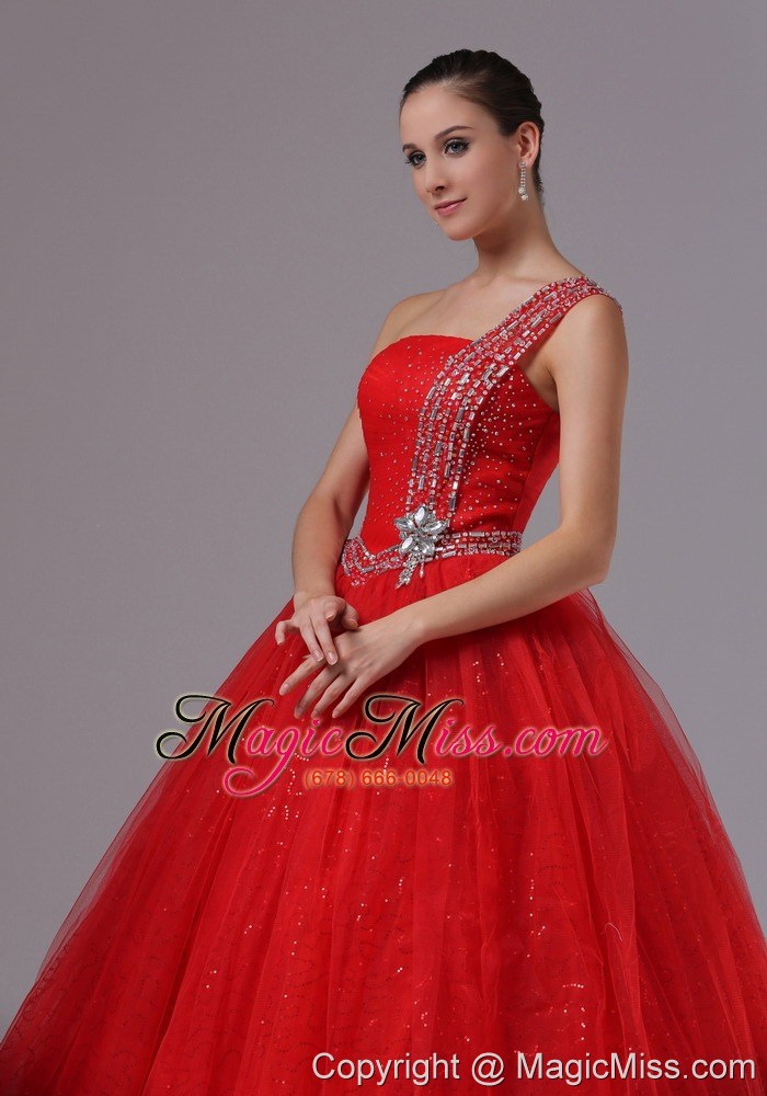 wholesale paillette red military ball gowns with beaded decorate one shoulder in campbell california