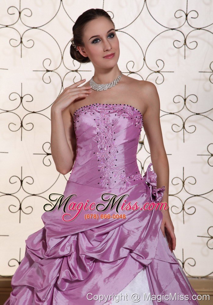 wholesale hand made flowers onside embroidery with beading taffeta and organza prom dress for 2013