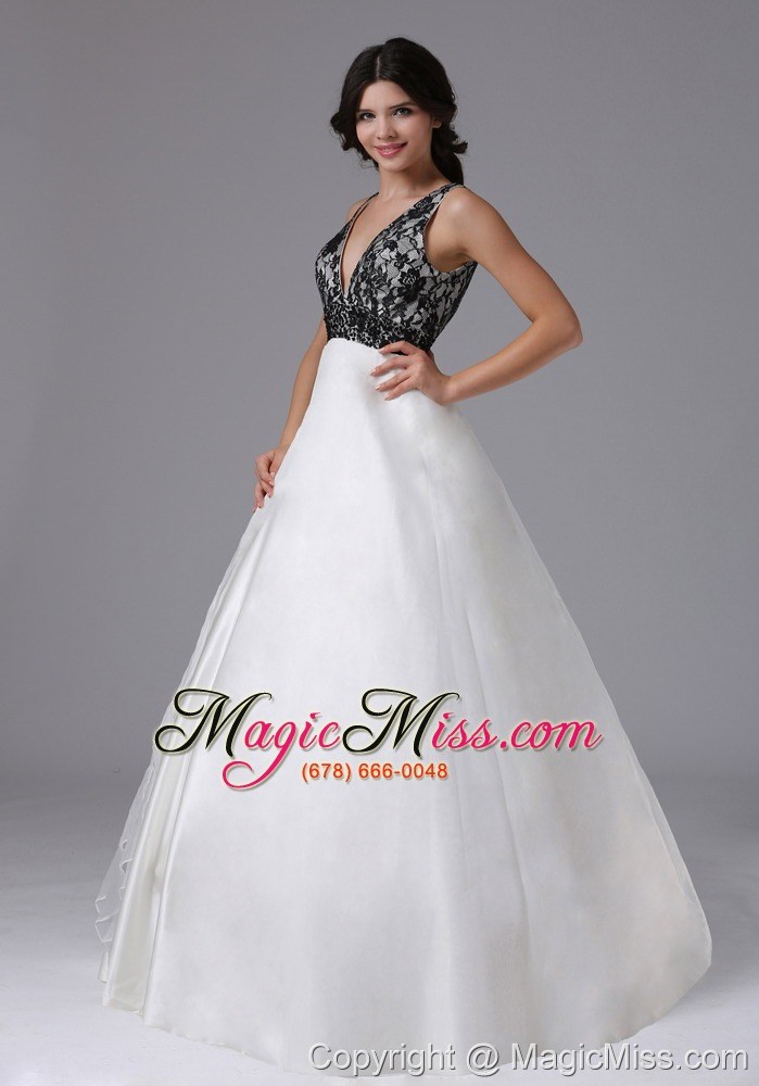 wholesale custom made v-neck a-line for 2013 prom dress in buena park california with lace and organza