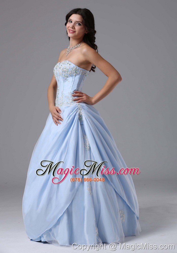 wholesale light blue sweetheart and appliques bodice for 2013 prom dress in alaska