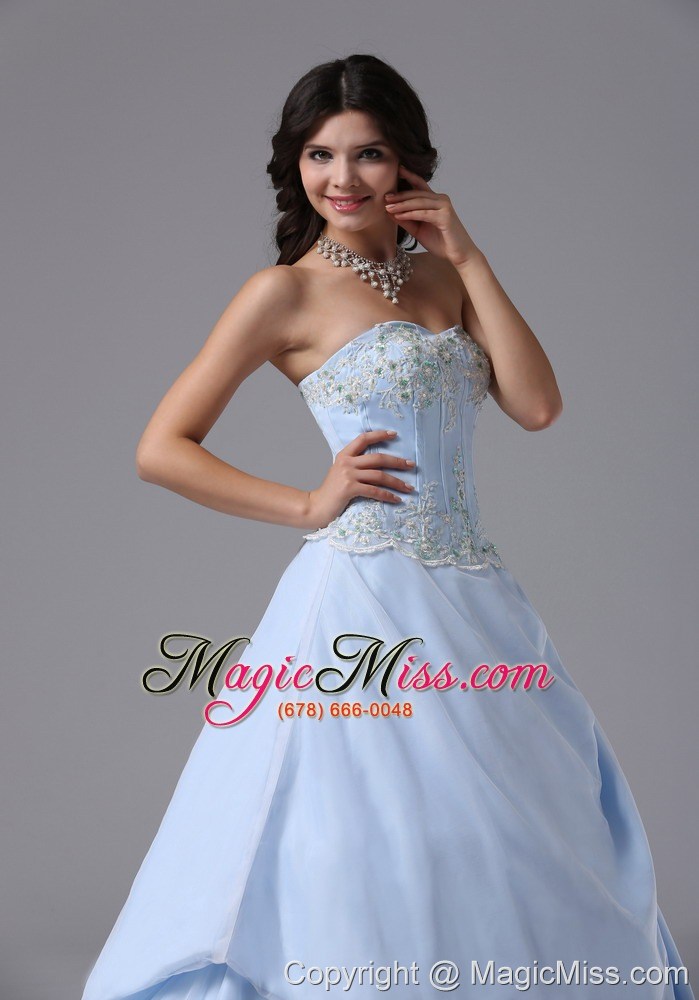wholesale light blue sweetheart and appliques bodice for 2013 prom dress in alaska