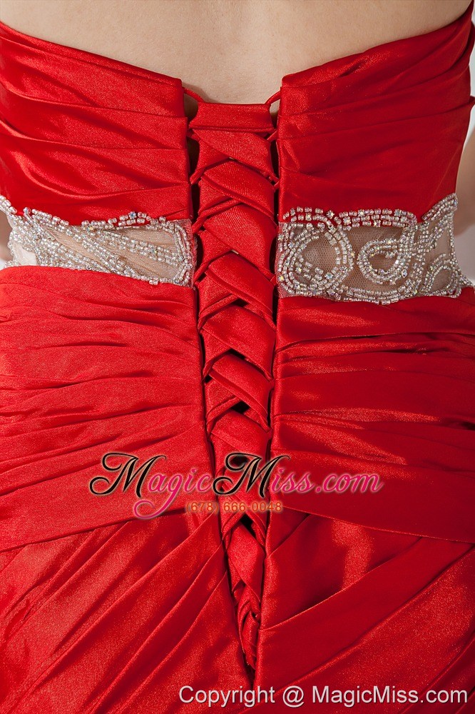 wholesale red mermaid sweetheart beading prom dress floor-length taffeta