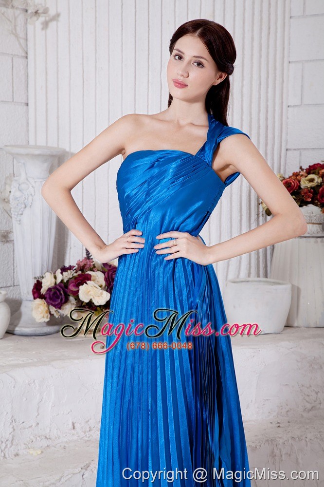 wholesale royal blue junior prom / homecoming dress empire one shoulder pleat tea-length taffeta