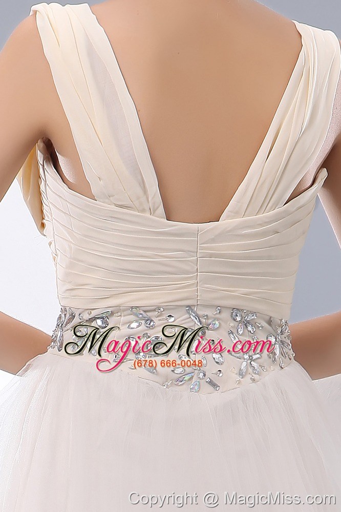wholesale beautiful white a-line straps prom / evening dress tulle beading floor-length