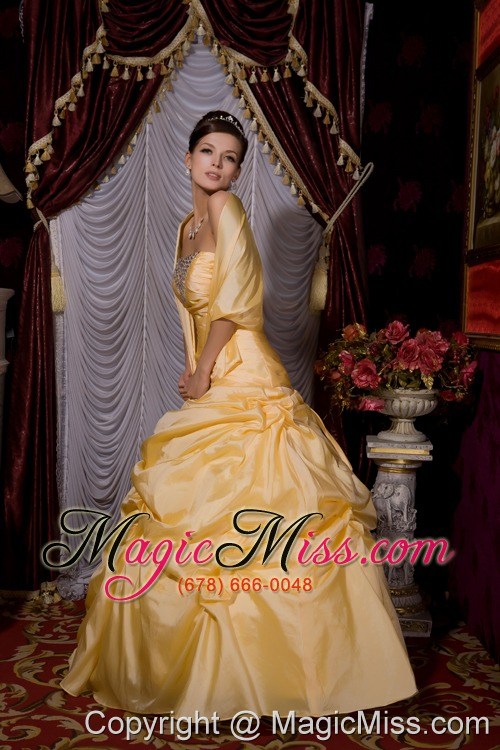 wholesale gold 2013 sweet 16 dress a-line strapless tafftea beading floor-length