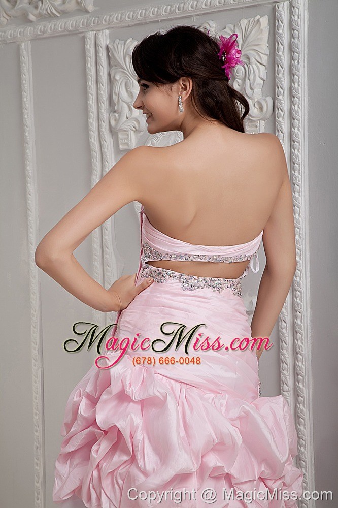 wholesale perfect baby pink and white prom dress mermaid sweetheart beading floor-length taffeta